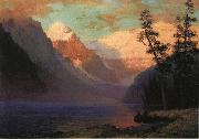 Albert Bierstadt Evening Glow at Lake Louise, Rocky Mountains, Canada painting